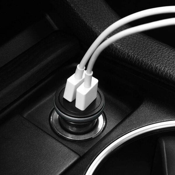 Caricabatterie da auto 2x USB 5V 2.1A bianco/nero - Image 3