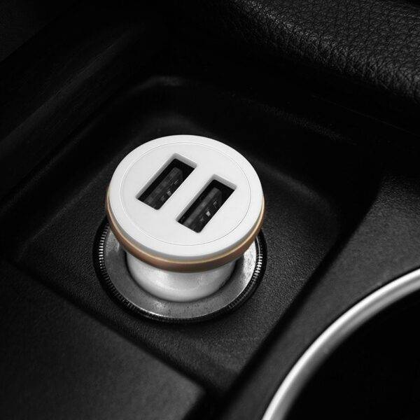 Caricabatterie da auto 2x USB 5V 2.1A bianco/nero - Image 4