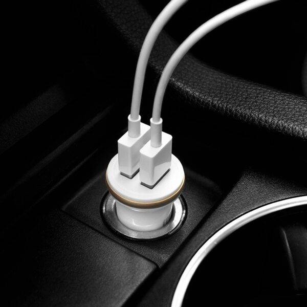 Caricabatterie da auto 2x USB 5V 2.1A bianco/nero - Image 6