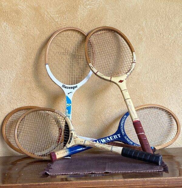 Racchette da tennis vintage in legno - 5 pz